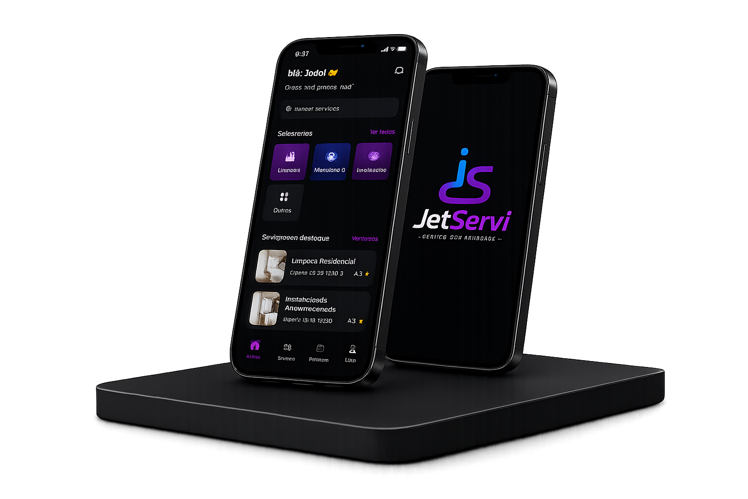 Celular exibindo o app JetServi